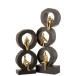 Personnage assis dans 3 cercles en bois noir 19x9x56 cm