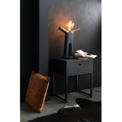 Lampe p'tit maurice en résine noir 35x19x45 cm
