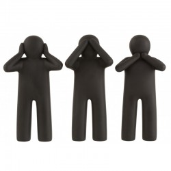 3 figurines P'tit Maurice en résine noir représentant des sens
