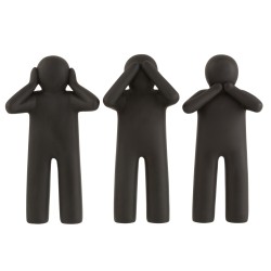3 figurines P'tit Maurice en résine noir représentant des sens