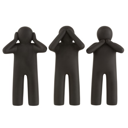 3 figuras P'tit Maurice de la sabiduría en resina negra H41cm