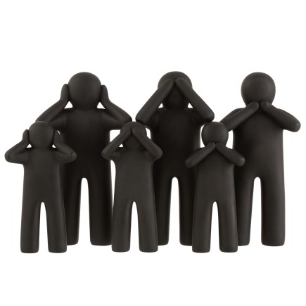 3 figuras P'tit Maurice de la sabiduría en resina negra H41cm