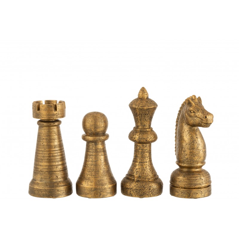 Set de 4 pièces d'échecs en résine doré 11x11x29 cm