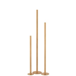 Set de 3 candelabros alto moderno hierro opaco oro Alt. 100 cm