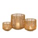 Set de 3 portavelas líneas hierro opaco oro 20x51 cm