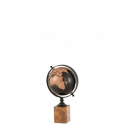 Globe terrestre sur pied en bois 14x12x25 cm