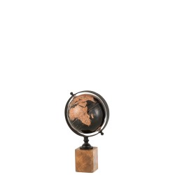 Globe terrestre sur pied en bois 14x12x25 cm