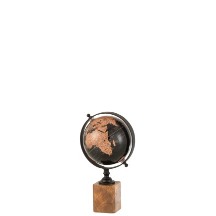 Globo terráqueo con pie madera negro/marrón Alt. 25 cm
