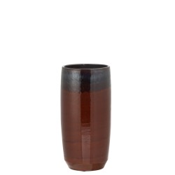 Vase ovale haut en céramique rouge 22x22x45 cm