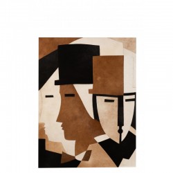 Cadre rectangulaire avec visage en marron 90x1x120 cm