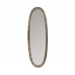Miroir ovale avec cadre métallique antique gris