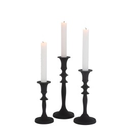 Set de 3 bougeoirs classiques en métal 9x9x24 cm