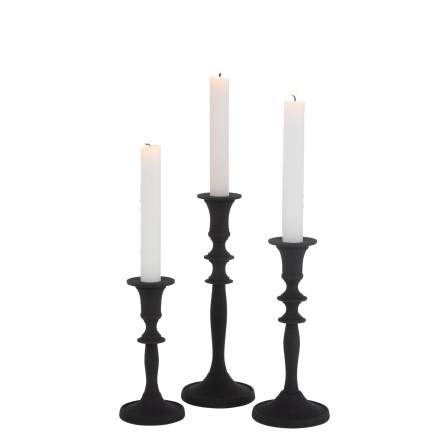 Set de 3 bougeoirs classiques en métal 9x9x24 cm