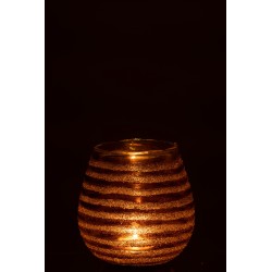 Photophore rond en verre marron 17x17x18 cm