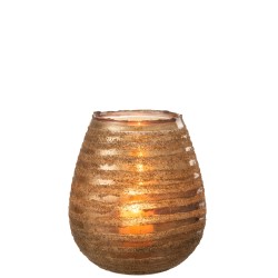 Porta-velas redondo em vidro castanho 20x20x23 cm