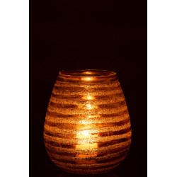 Photophore rond en verre marron 20x20x23 cm