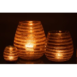 Photophore rond en verre marron 20x20x23 cm