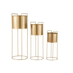 Lot de 3 cache pots sur pied en métal multicouleur 28x28x80 cm