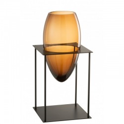Vase en verre marron 17x17x36 cm
