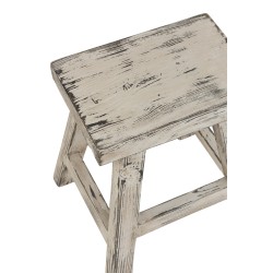 tabouret rectangle en bois blanc 41x38x45 cm