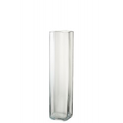Vase droit en verre transparent 12x12x52 cm