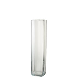 Vase droit en verre transparent 12x12x52 cm