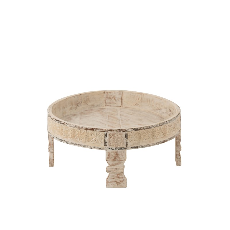 Plateau sur pieds en bois recyclé blanc délavé 61,5 cm