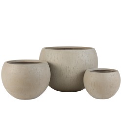 Set de 3 cache-pots en céramique beige 55.5x55.5x39 cm