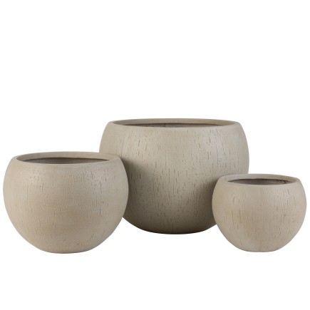 Set di 3 fioriere in ceramica beige 55,5x55,5x39 cm
