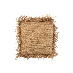 Coussin carré en raphia naturel 45x45cm - Coussin d'extérieur