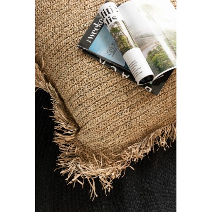 Coussin rectangulaire en raphia naturel 47x35cm - Coussin d'extérieur