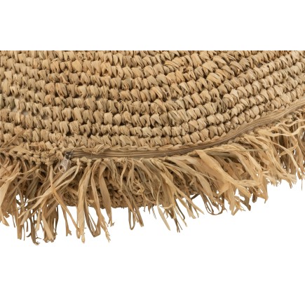 Coussin rond en raphia naturel D62cm - Coussin d'extérieur