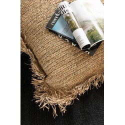 Coussin rond en raphia naturel D62cm - Coussin d'extérieur