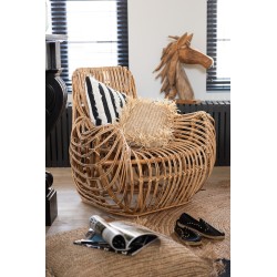 Coussin rond en raphia naturel D62cm - Coussin d'extérieur