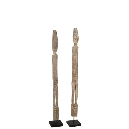 Figura de pie kali albasia madera gris surtido de 2 Alt. 120