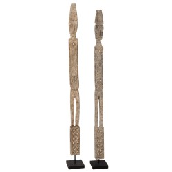 Lot de 2 personnages gris en bois gris L15*l15*H149cm