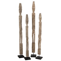 Lot de 2 personnages gris en bois gris L15*l15*H149cm