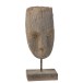 Tête ethnique sur socle en argile gris 27x20x68 cm