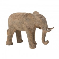Elephant en argile beige de 80 cm