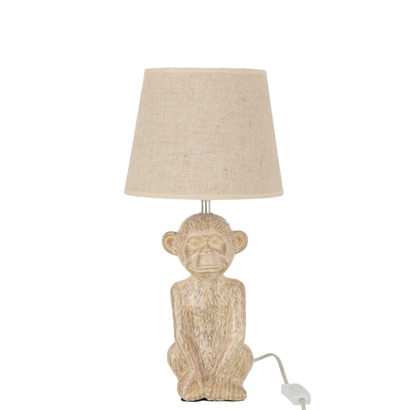 Lampe singe avec abat-jour en ciment beige 22x22x46 cm