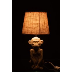 Lampe singe avec abat-jour en ciment beige 22x22x46 cm