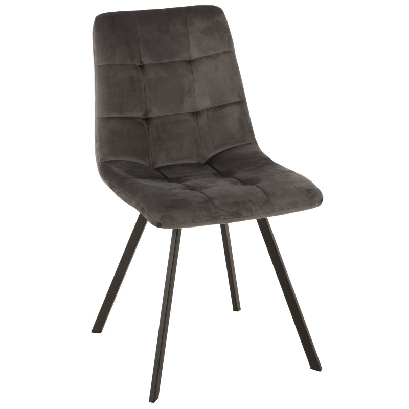 Silla de 4 patas de tela gris oscuro 45x54x86 cm