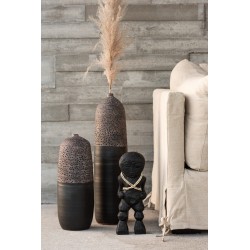 Statue takwimu en bois noir 14x8x41 cm