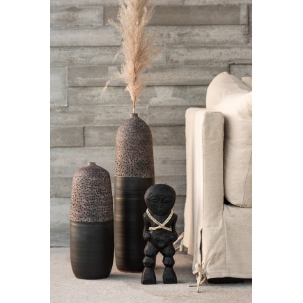 Statue takwimu en bois noir 14x8x41 cm