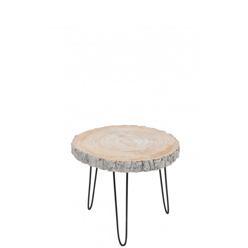 Table basse ronde en bois gris 47x42x40 cm