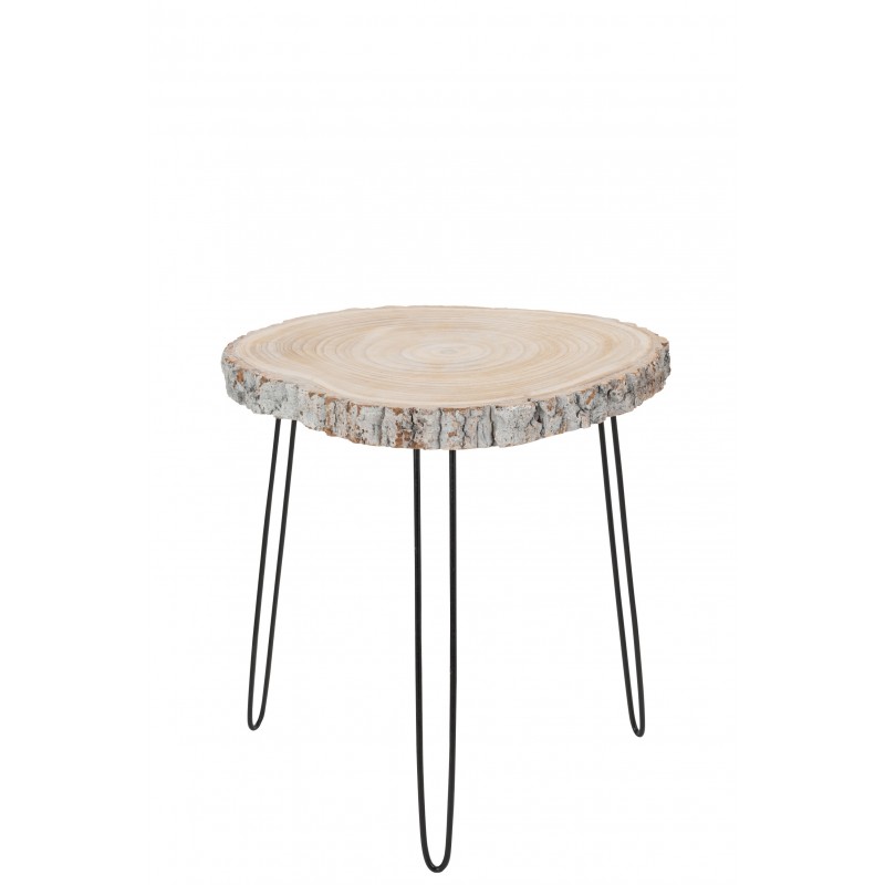 Table basse ronde en bois gris 55x50x59 cm
