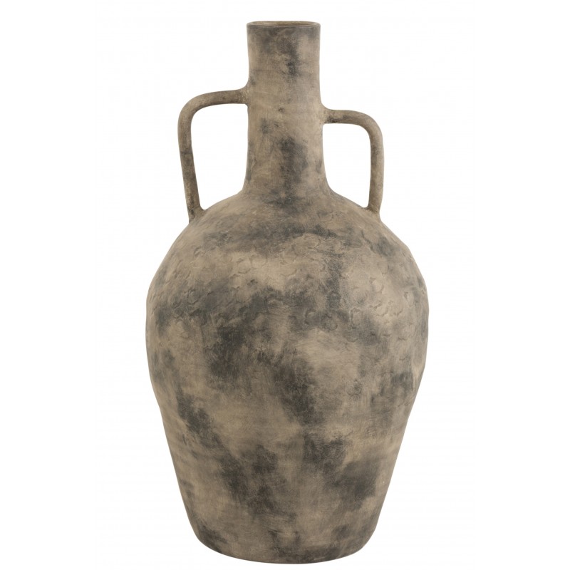 Vases avec anses en céramique marron 36x36x69 cm