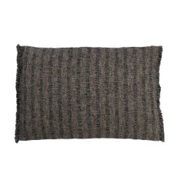 Coussin rectangulaire à lignes en coton bleu et beige 60x40cm