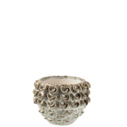 Cache-pot rond en céramique gris 17x17x13 cm