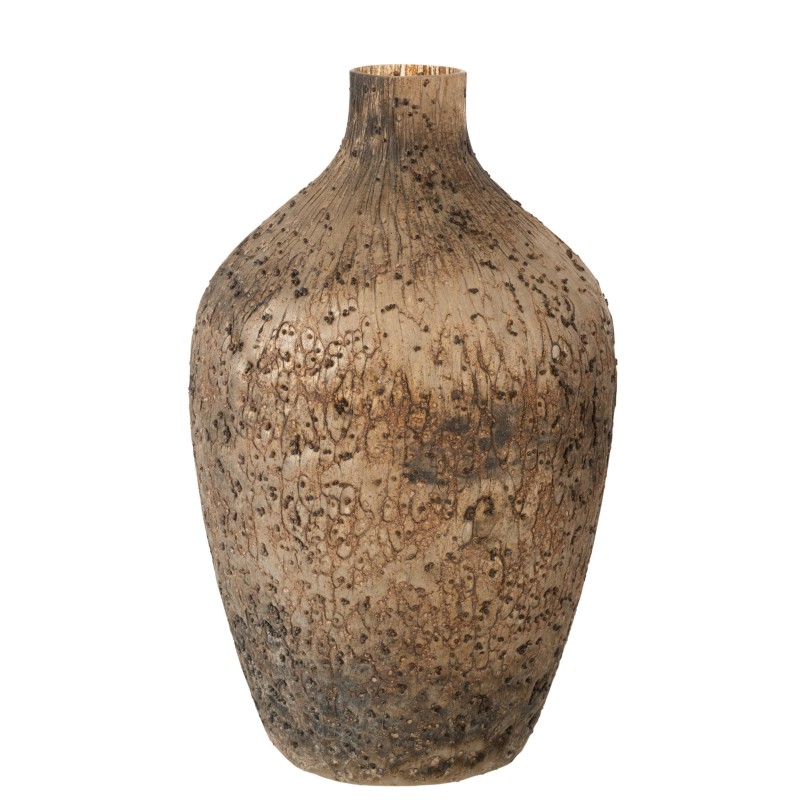Vase rond en verre marron 27x27x49 cm Vase rond en verre marron 27x27x49 cm